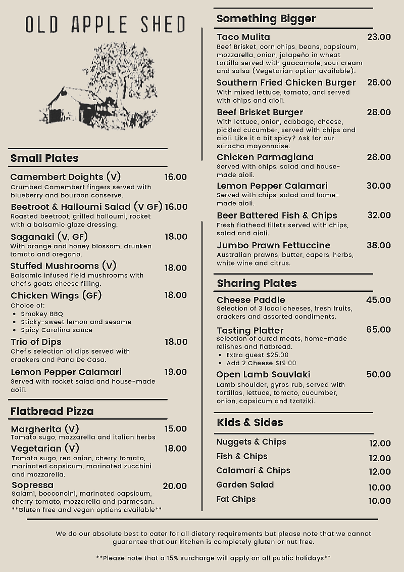 New Food Menu Oct 2023